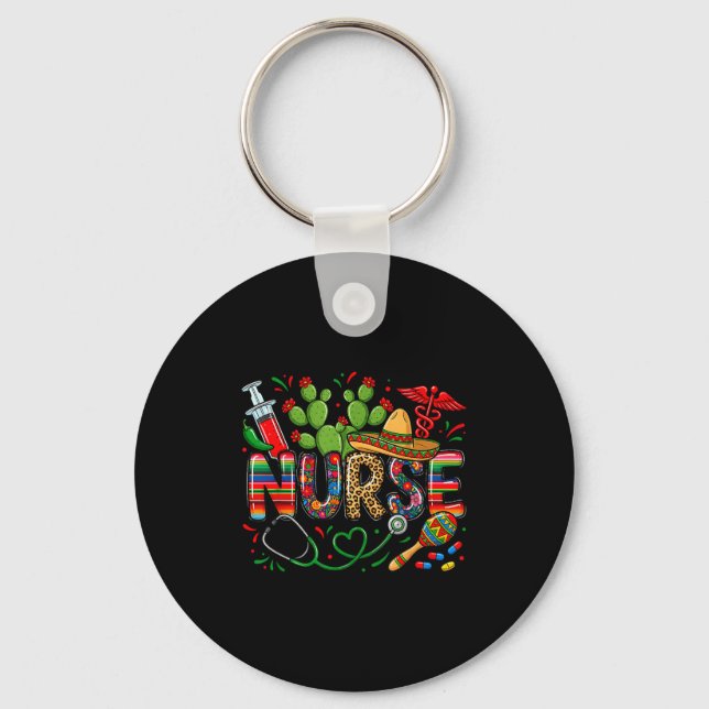 Cinco de mayo nurse coquette bow stethoscope key ring (Front)