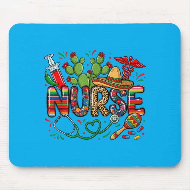 Cinco De Mayo Nurse Coquette Bow Stethoscope Mouse Mat (Front)