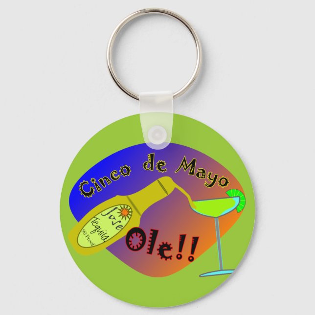 Cinco de Mayo  "OLE" Tequila T-Shirts Key Ring (Front)