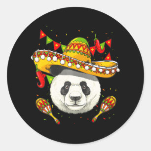 Cinco de Mayo Panda Mexican Lover Sombrero Panda Classic Round Sticker
