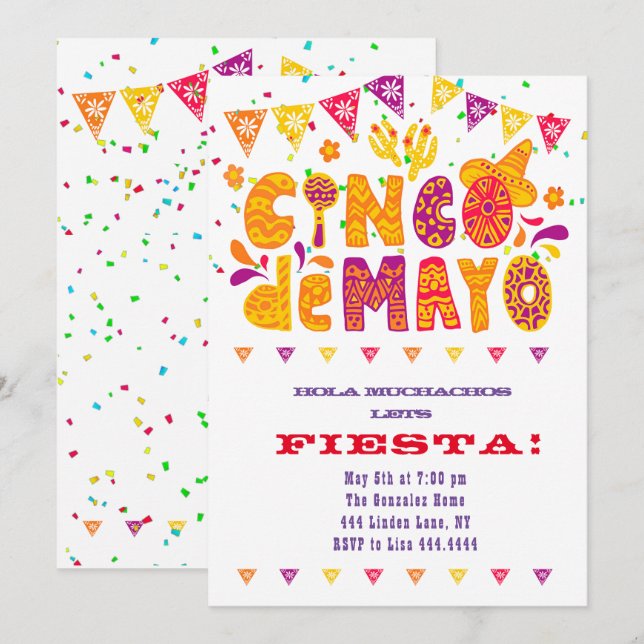 Cinco de Mayo Party Invitations (Front/Back)