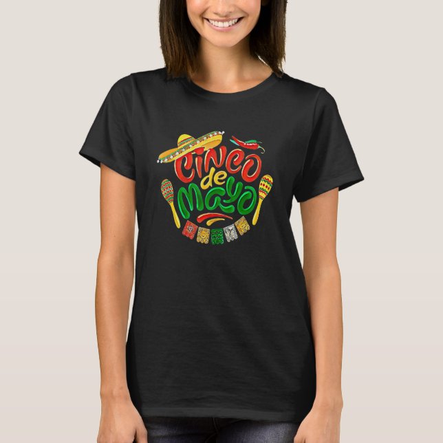Cinco de mayo party lets fiesta mexican sombrero M T-Shirt (Front)
