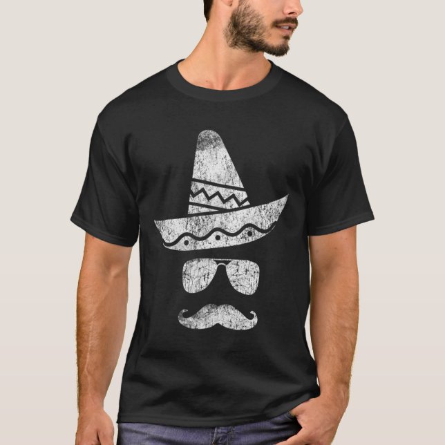 Cinco De Mayo Party Mustache Mexican Hat Funny T S T-Shirt (Front)