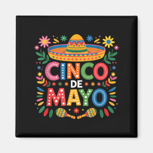 Cinco De Mayo Party Sombrero Fiesta Maracas Floral Magnet