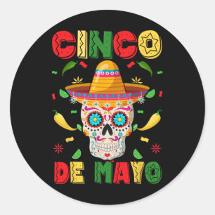 Cinco De Mayo Party Sugar Skull Men Women Mexican Classic Round Sticker