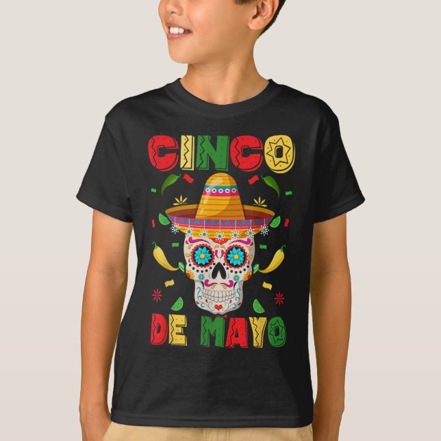 Cinco De Mayo Party Sugar Skull Men Women Mexican  T-Shirt (Front)