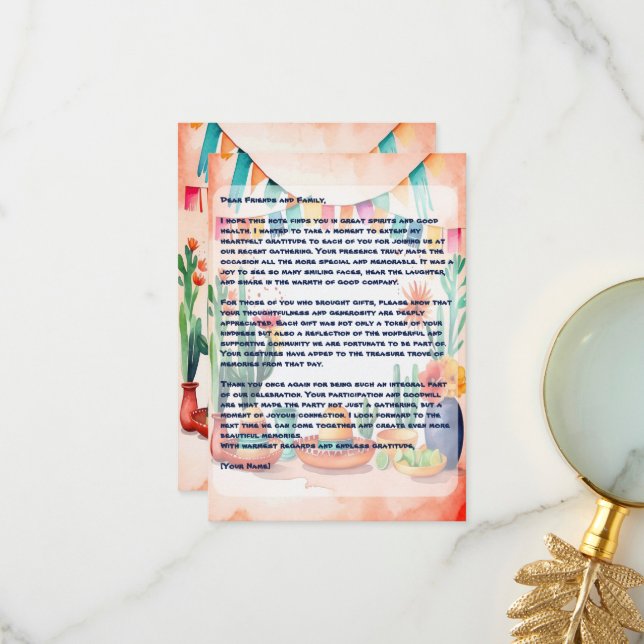 Cinco De Mayo Party Thank You Card (Front/Back In Situ)