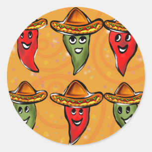 Cinco de Mayo Peppers Classic Round Sticker
