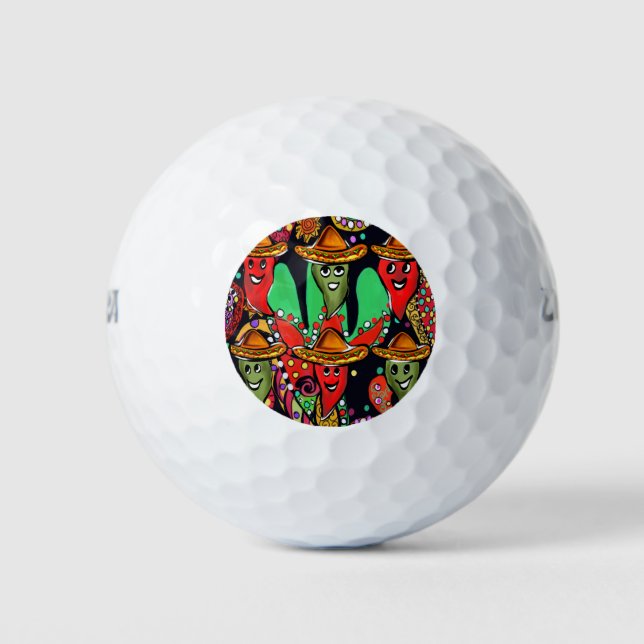 Cinco de Mayo Peppers Golf Balls (Front)