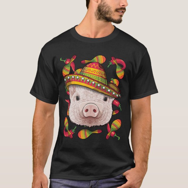 Cinco de Mayo Pig Sombrero Mexican Pig Fiesta Part T-Shirt (Front)