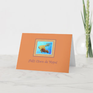 Cinco de Mayo Pineapple on Tangerine in Spanish Card