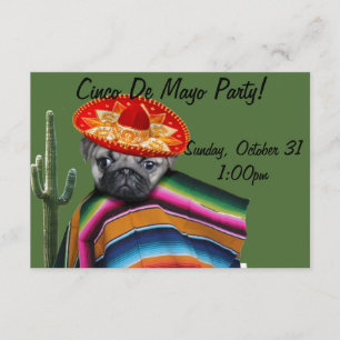 Cinco de Mayo Pug dog party invitation