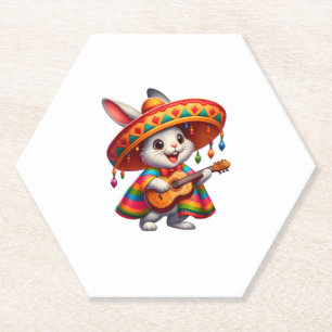 Cinco de Mayo Rabbit Wearing Mexican Sombrero Men Paper Coaster