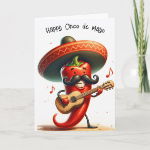Cinco de Mayo Red Chilli Pepper Musician Card