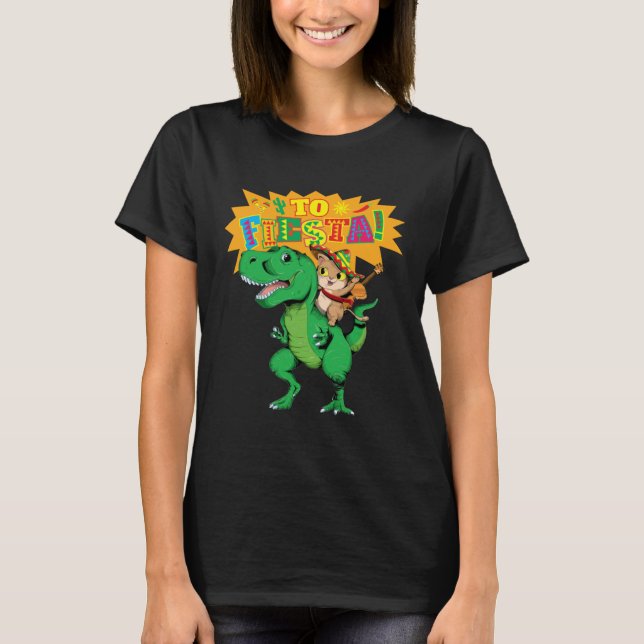 Cinco de Mayo  Rex Dinosaur and Cats T-Shirt (Front)
