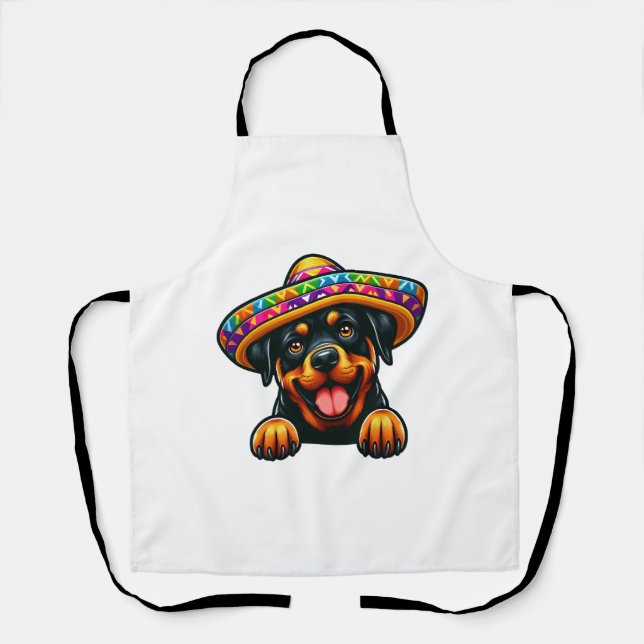 Cinco de Mayo Rottweiler Mexico Celebration Apron (Front)