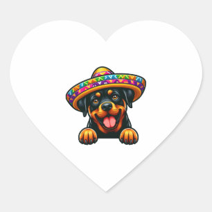 Cinco de Mayo Rottweiler Mexico Celebration Heart Sticker