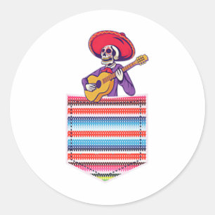 Cinco De Mayo Shirt Mexican Fiesta Calaca Pocket B Classic Round Sticker