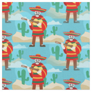 cinco de mayo skeleton fabric