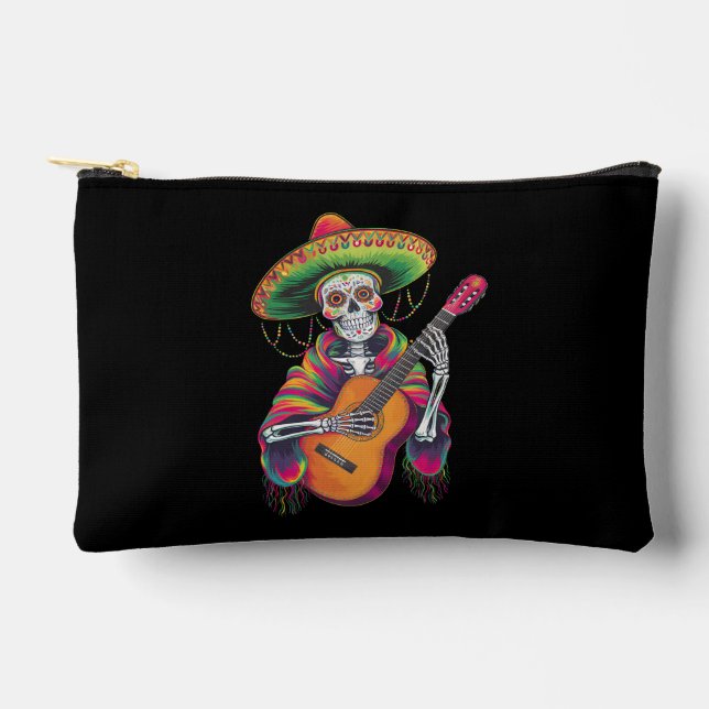 Cinco De Mayo Skeleton Skull Fiesta Guitar Accessory Pouch (Front)