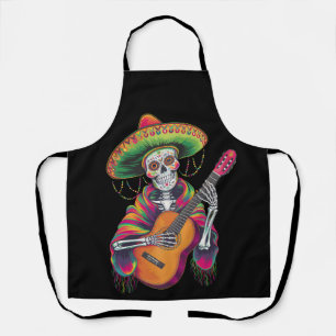 Cinco De Mayo Skeleton Skull Fiesta Guitar Apron