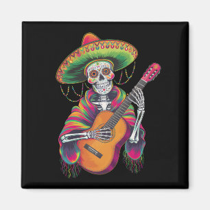 Cinco De Mayo Skeleton Skull Fiesta Guitar Magnet