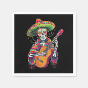 Cinco De Mayo Skeleton Skull Fiesta Guitar Napkin