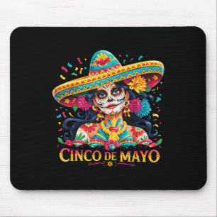 Cinco De Mayo Skull With Sombrero Women Girls Mouse Mat