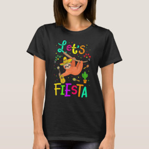 Cinco De Mayo Sloth Let's Fiesta Cactus Sombrero H T-Shirt