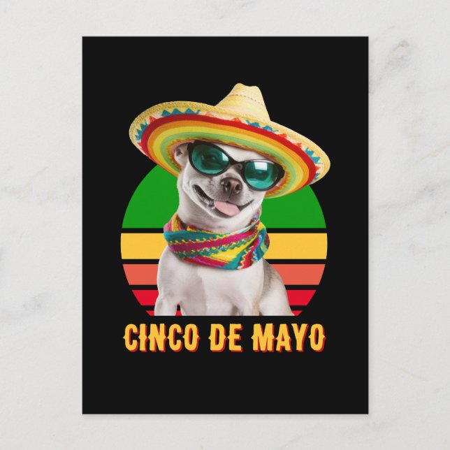Cinco De Mayo Sombrero Chihuahua With Sunglasses Holiday Postcard (Front)