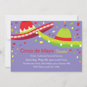 Cinco de Mayo Sombrero Fiesta Invitations