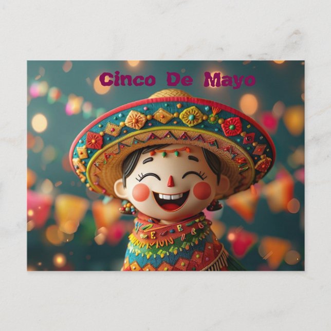 Cinco De Mayo Sombrero Holiday Postcard (Front)