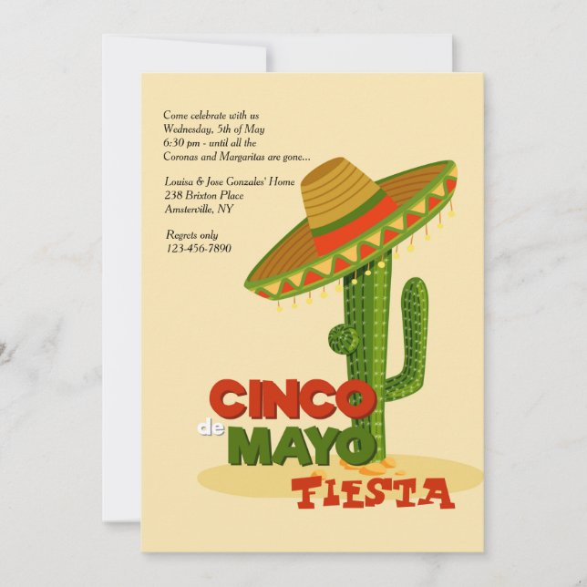 Cinco de Mayo Sombrero Invitation (Front)