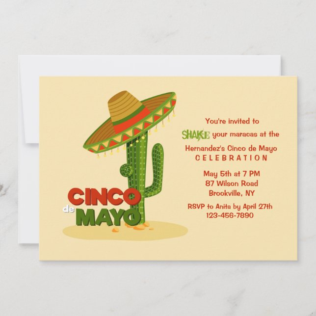 Cinco de Mayo Sombrero Invitation (Front)