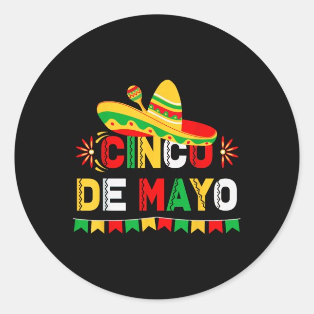 Cinco De Mayo Sombrero Mexican Festival Party  Classic Round Sticker (Front)