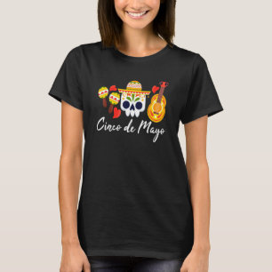 Cinco De Mayo Sombrero Skull Maracas Tequila Mexic T-Shirt