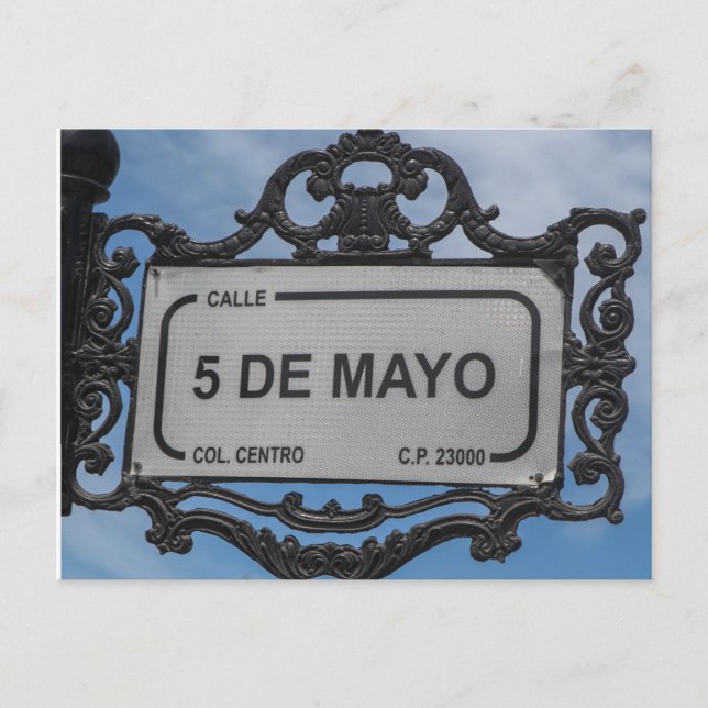 Cinco de Mayo | Street Sign | La Paz Mexico Postcard (Front)