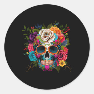 Cinco De Mayo Sugar Skull Day Of The Dead Mexican  Classic Round Sticker