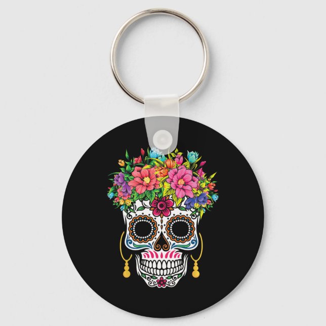 Cinco De Mayo Sugar Skull Dia De Los Muertos Day O Key Ring (Front)