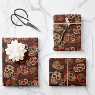 Cinco de Mayo Sugar Skulls Roses Wrapping Paper Sheet