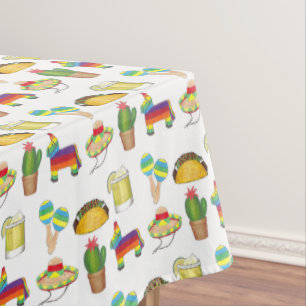 Cinco de Mayo Taco Cactus Pinata Maracas Mexican Tablecloth