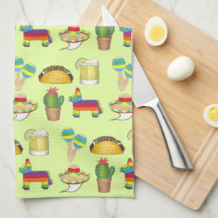 Cinco de Mayo Taco Piñata Margarita Cactus Maracas Tea Towel