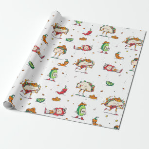 cinco de mayo tacos kawaii mexican wrapping paper