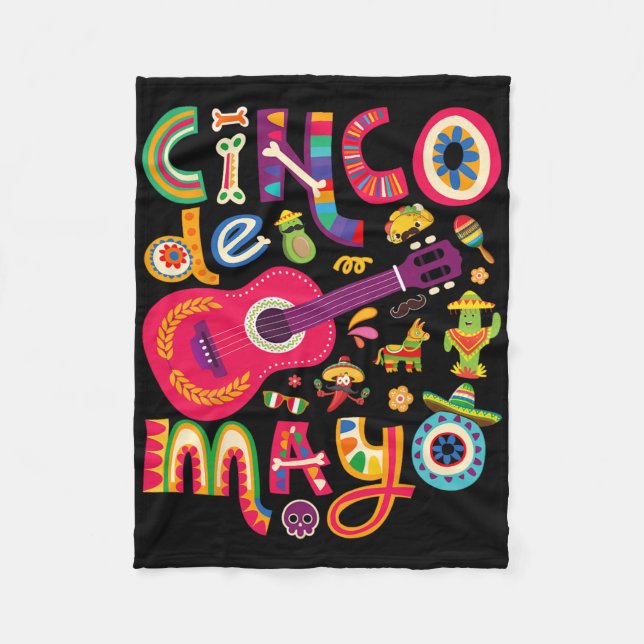 Cinco De Mayo Tee  Fleece Blanket (Front)