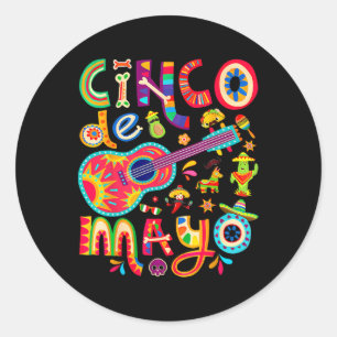 Cinco De Mayo Tee Mexican Taco Guitar Fiesta Cinco Classic Round Sticker