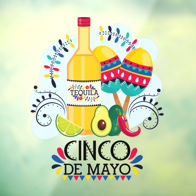 Cinco de Mayo Tequila Mexican Business Window Cling (Sheet 3)