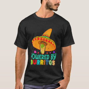 Cinco De Mayo Vintage Mexican Powered By Burritos  T-Shirt