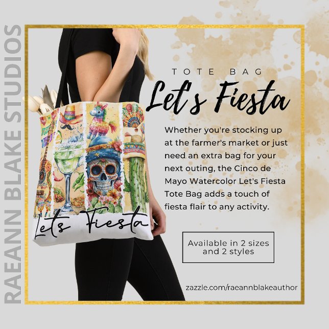 Cinco de Mayo Watercolor Let's Fiesta Tote Bag (Creator Uploaded)