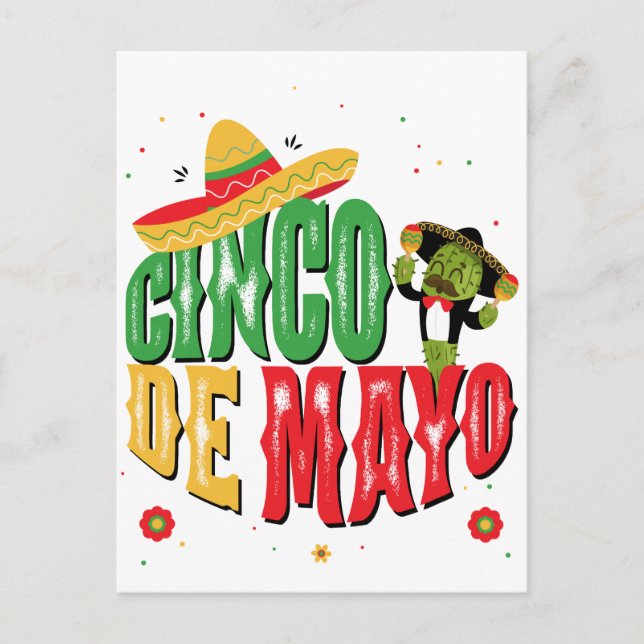 Cinco De Mayo With Hat Cactus Funny Cinco De Mayo Postcard (Front)