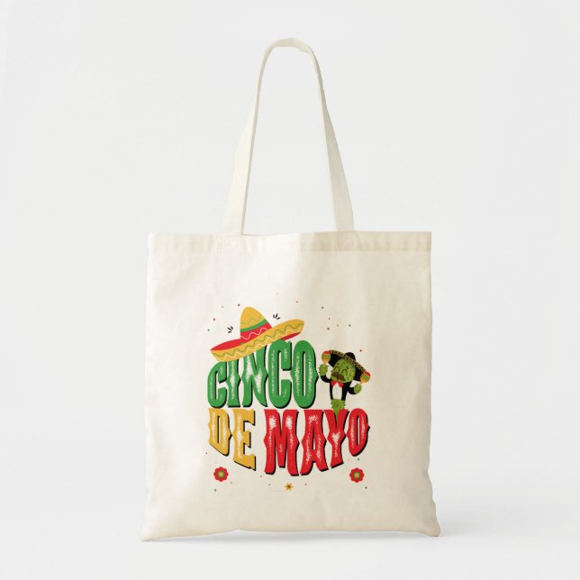 Cinco De Mayo With Hat Cactus Funny Cinco De Mayo Tote Bag (Front)